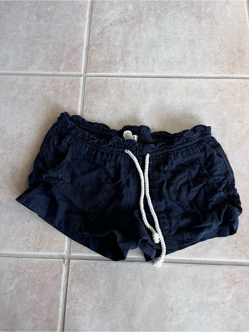 Roxy Black Athletic Drawstring Shorts with White Rope